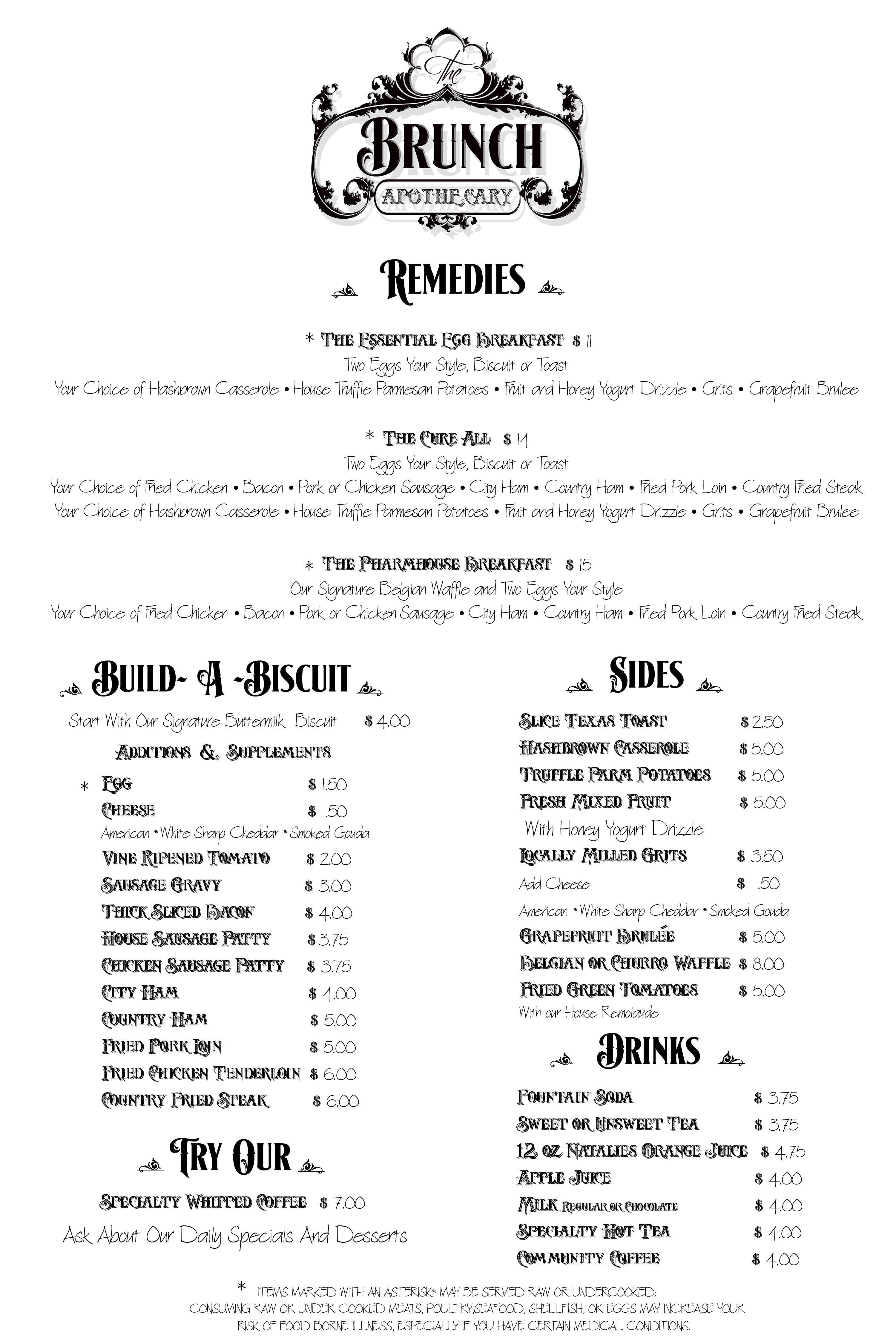Brunch Apothecary Menu - Page 2